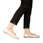 Дамски мокасини бежови от еко кожа Neka