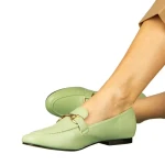 Дамски мокасини зелени от еко кожа  Dineb