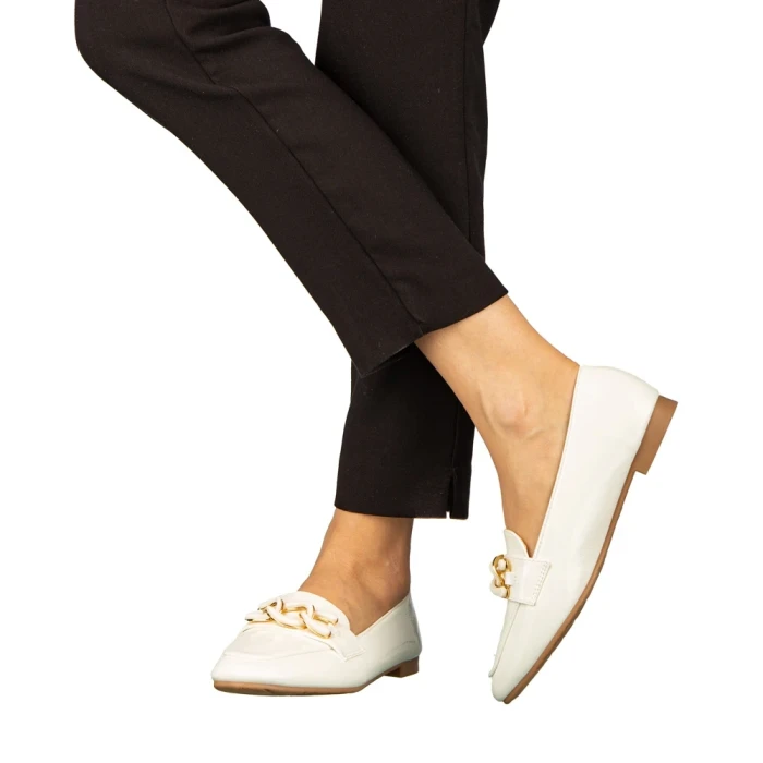 Дамски мокасини бели от еко кожа Neka