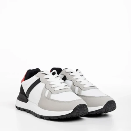 Мъжки спортни обувки бели от еко кожа и текстилен материал  Redal