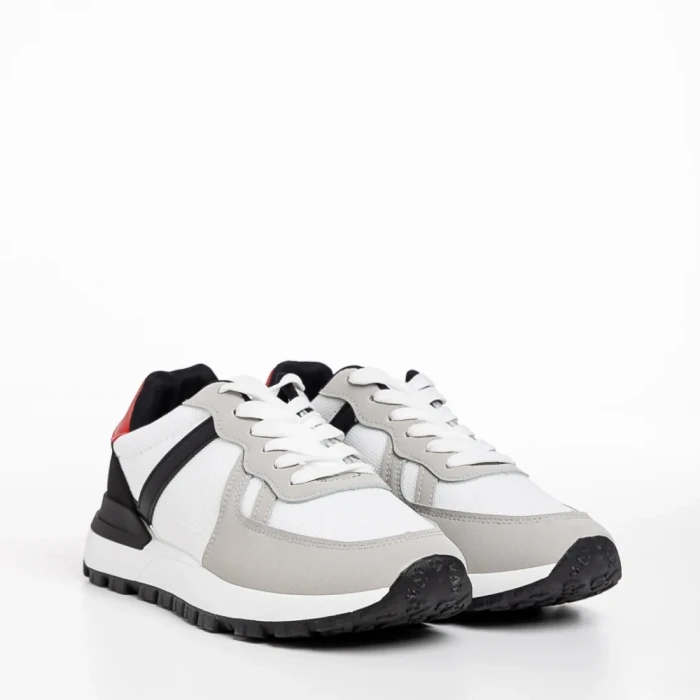 Мъжки спортни обувки бели от еко кожа и текстилен материал  Redal