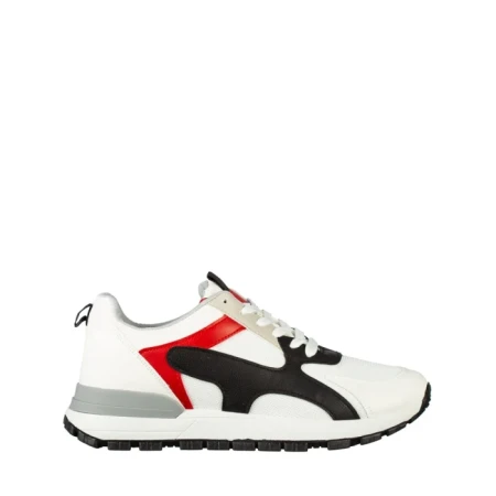 Мъжки спортни обувки бели от еко кожа и текстилен материал  Conaky