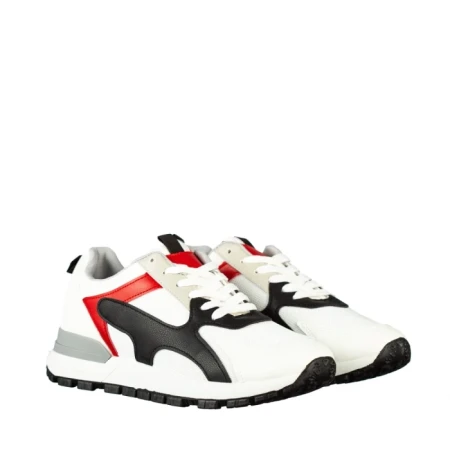 Мъжки спортни обувки бели от еко кожа и текстилен материал  Conaky