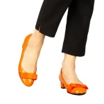 Дамски обувки с ток оранжеви от еко кожа Turni