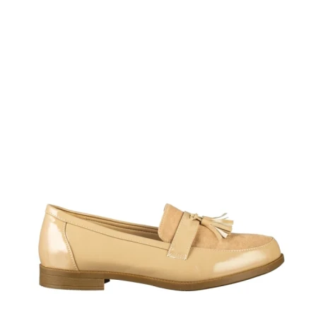 Дамски мокасини бежови от еко кожа Simy
