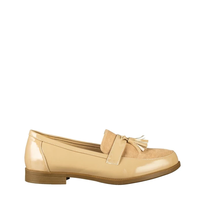 Дамски мокасини бежови от еко кожа Simy