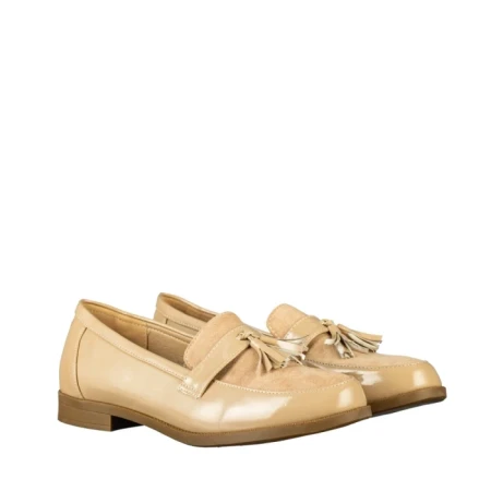 Дамски мокасини бежови от еко кожа Simy