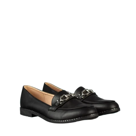 Дамски мокасини черни  от еко кожа Hogan