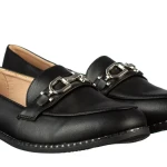 Дамски мокасини черни  от еко кожа Hogan