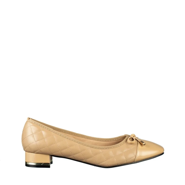 Дамски обувки с ток бежови от еко кожа Grece