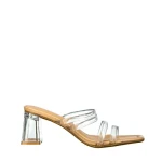 Дамски чехли с ток  бежови от еко кожа  Ranya