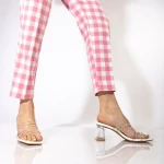 Дамски чехли с ток  белиот еко кожа  Ranya