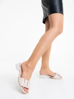 Дамски чехли с ток  бежови от еко кожа  Blaire