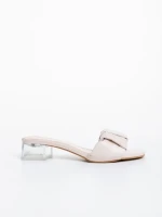 Дамски чехли с ток  бежови от еко кожа  Blaire