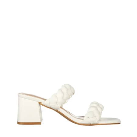 Дамски чехли с ток  бели  от еко кожа  Mylah