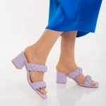 Дамски чехли с ток  лилави  от еко кожа  Mylah