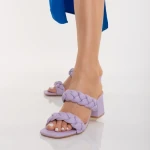 Дамски чехли с ток  лилави  от еко кожа  Mylah