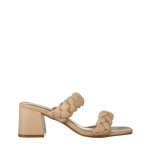 Дамски чехли с ток  бежови от еко кожа  Mylah