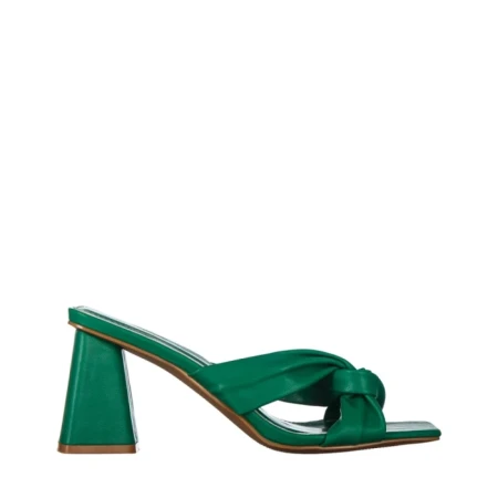 Дамски чехли с ток  зелени  от еко кожа  Zoelle