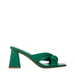 Дамски чехли с ток  зелени  от еко кожа  Zoelle