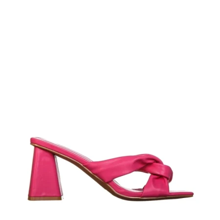 Дамски чехли с ток  розови от еко кожа  Zoelle