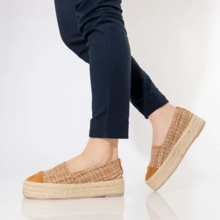 Дамски еспадрили камел от текстилен материал  Vienna
