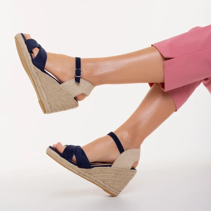 Дамски сандали сини  от текстилен материал  Eligma