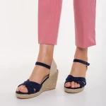 Дамски сандали сини  от текстилен материал  Eligma