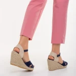 Дамски сандали сини  от текстилен материал  Eligma