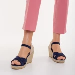 Дамски сандали сини  от текстилен материал  Eligma