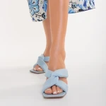 Дамски чехли сини от еко кожа  Berta