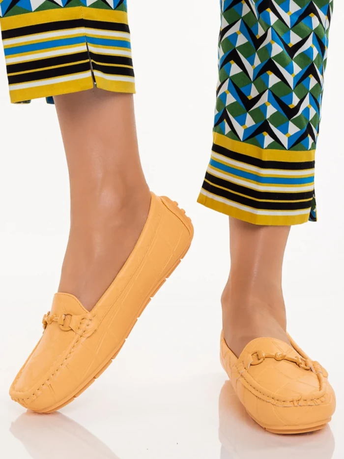 Дамски мокасини оранжеви  от еко кожа  Ariella