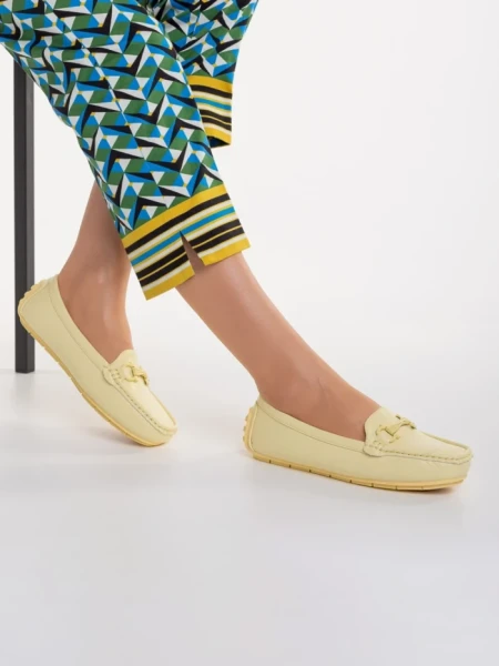 Дамски мокасини жълти  от еко кожа  Cecil
