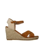 Дамски сандали камел от текстилен материал  Eligma