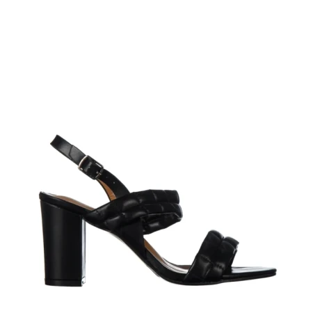 Дамски сандали с ток  черни  от еко кожа  Nicolle