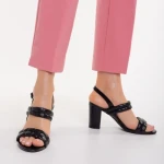 Дамски сандали с ток  черни  от еко кожа  Nicolle