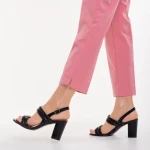 Дамски сандали с ток  черни  от еко кожа  Nicolle