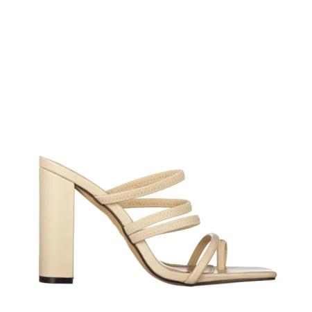 Дамски чехли с ток  бежови от еко кожа  Melina