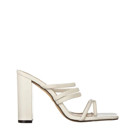 Дамски чехли с ток  бели  от еко кожа  Melina