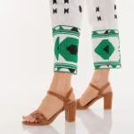 Дамски сандали с ток  камел от еко кожа  Eufrasia