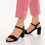 Дамски сандали с ток  черни  от еко кожа  Eufrasia