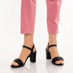 Дамски сандали с ток  черни  от еко кожа  Eufrasia