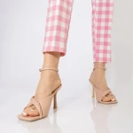 Дамски сандали бежови от еко кожа  Zuleika