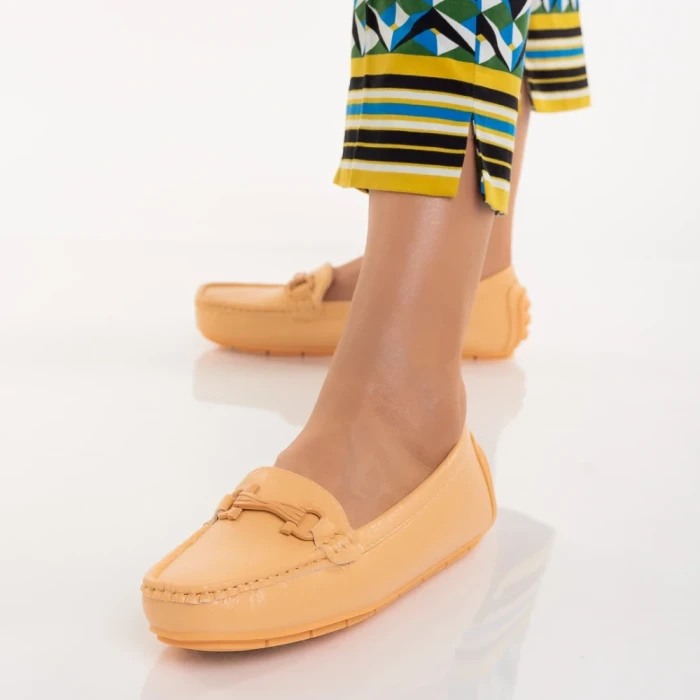 Дамски мокасини оранжеви  от еко кожа  Cecil