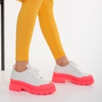 Дамски кецове  бели с розово от текстилен материал  Colette