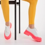 Дамски кецове  бели с розово от текстилен материал  Colette