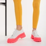 Дамски кецове  бели с розово от текстилен материал  Colette