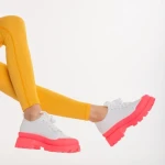 Дамски кецове  бели с розово от текстилен материал  Colette