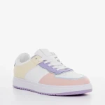 Дамски спортни обувки  розови със жълто от еко кожа  Zhuri