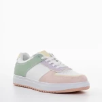 Дамски спортни обувки  розови със зелено от еко кожа  Zhuri